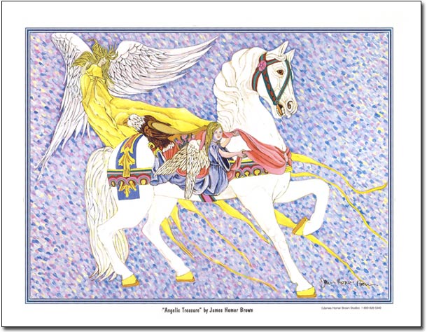 Angelic Treasure - Carousel Horse Art Print