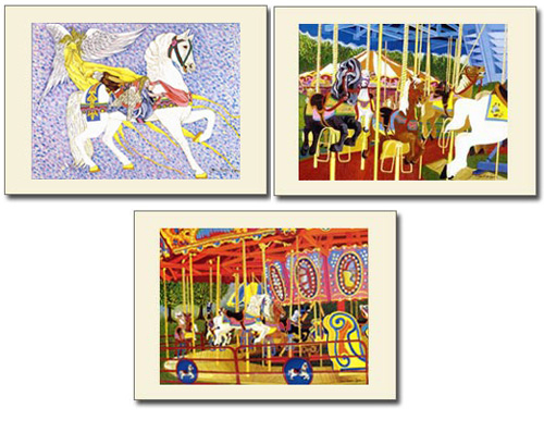 Beautiful Carousel Horse Art Print Set of 3